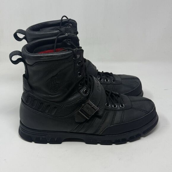 Polo Ralph Lauren Kilworth Duck Boots  Mens 13 Black Leather Zip Buckle Vintage main image 15